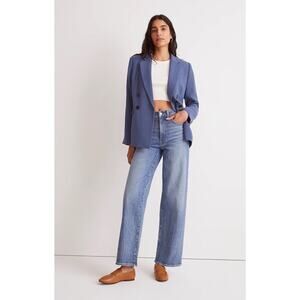 Madewell The Perfect Vintage Wide Leg Jean Full Length Size 32P Blue Wash NWT